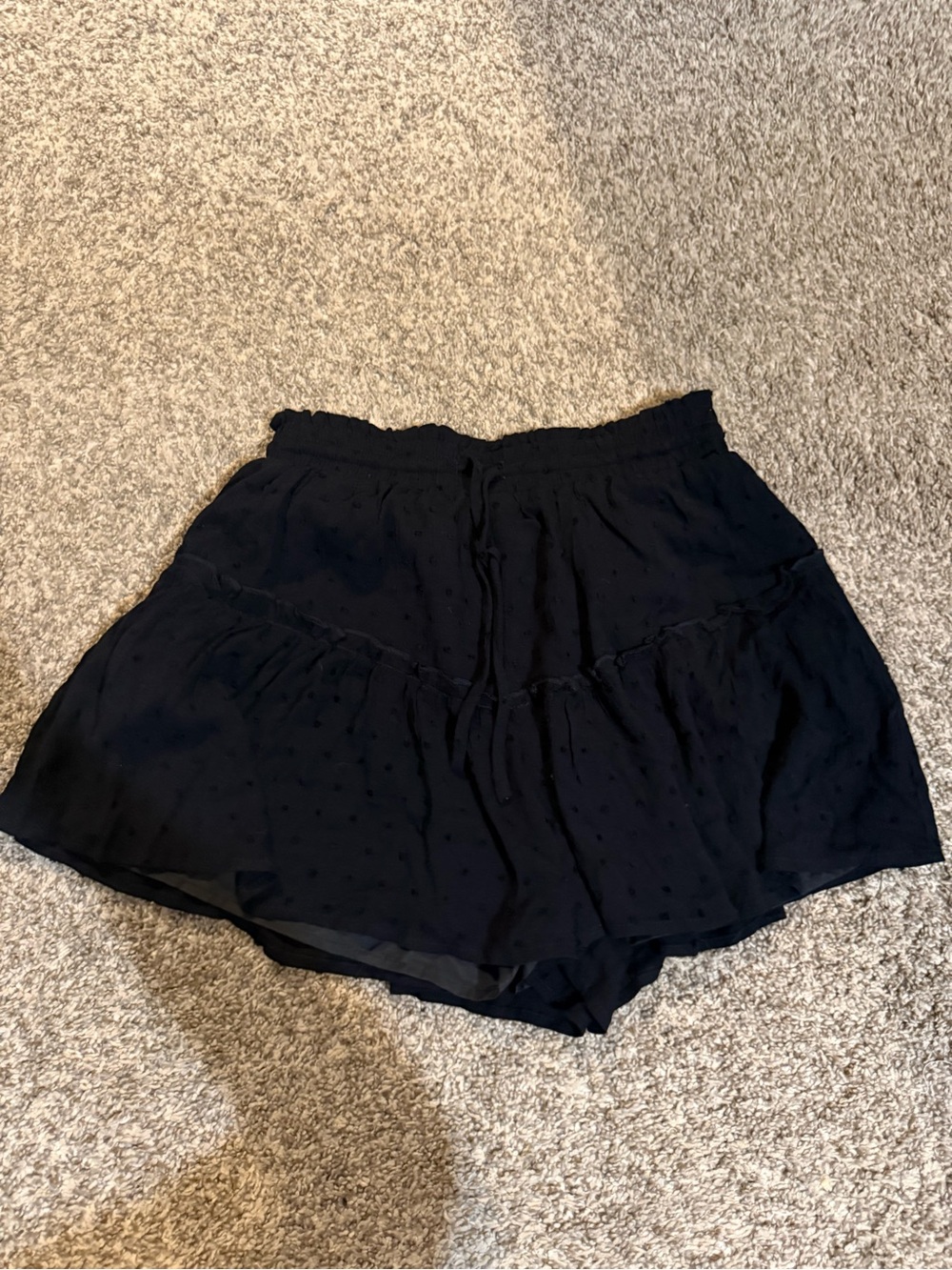 Black Ruffle Tiered Shorts